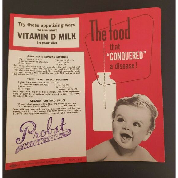 Probst Other - Vintage Probst Dairy 1953 Milk Conquered A Disease Booklet New Old Stock B5